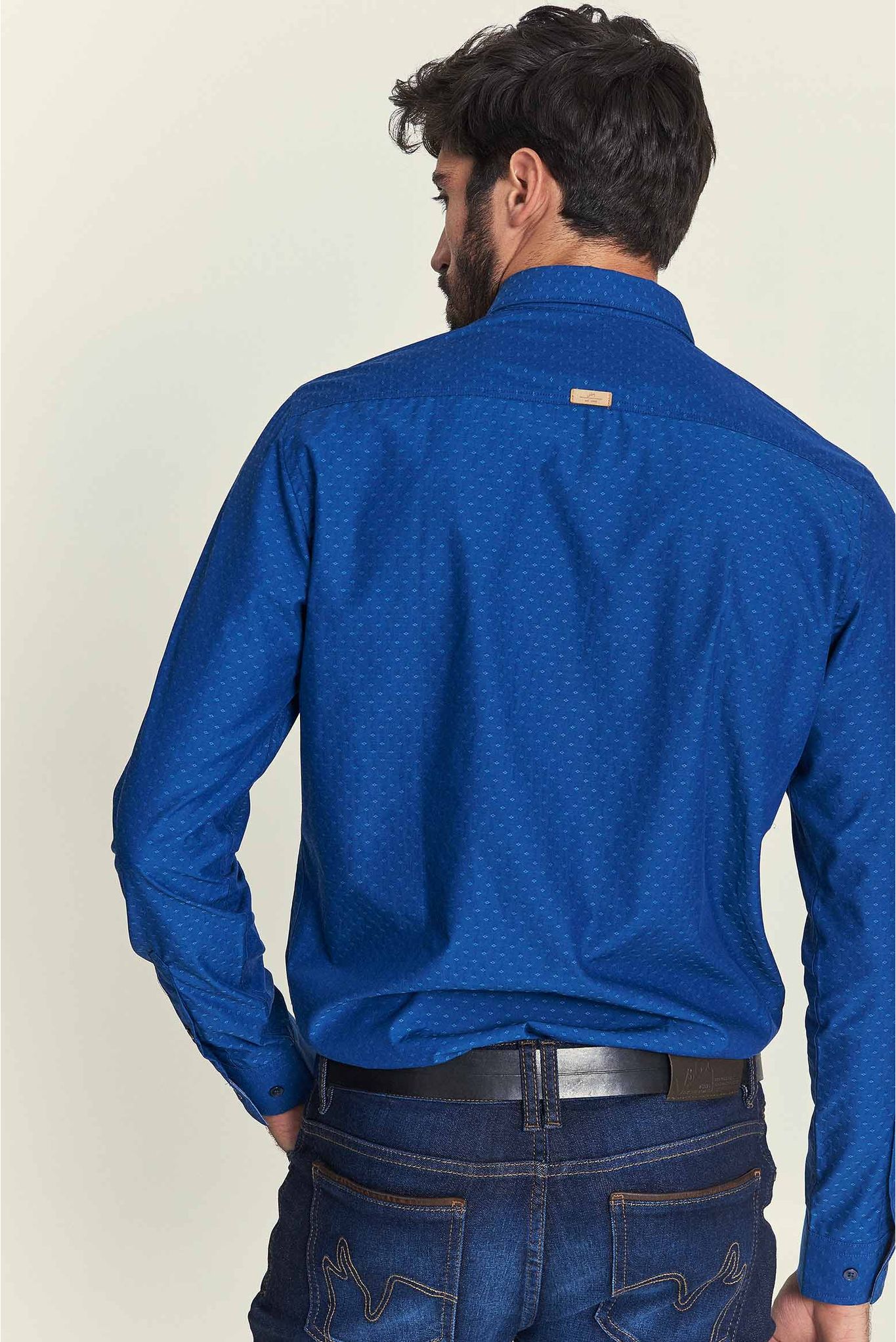 camisa azul electrico para hombre