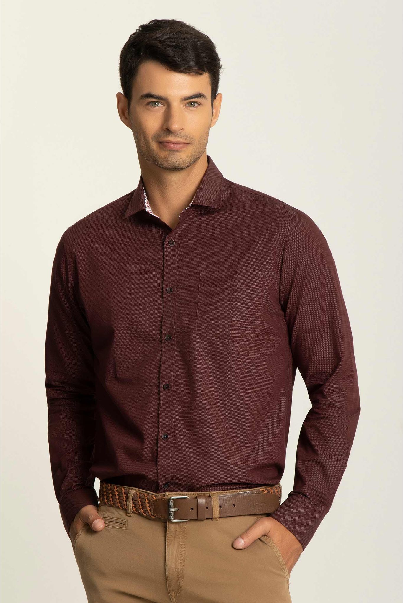 camisas de vestir para hombre color vino